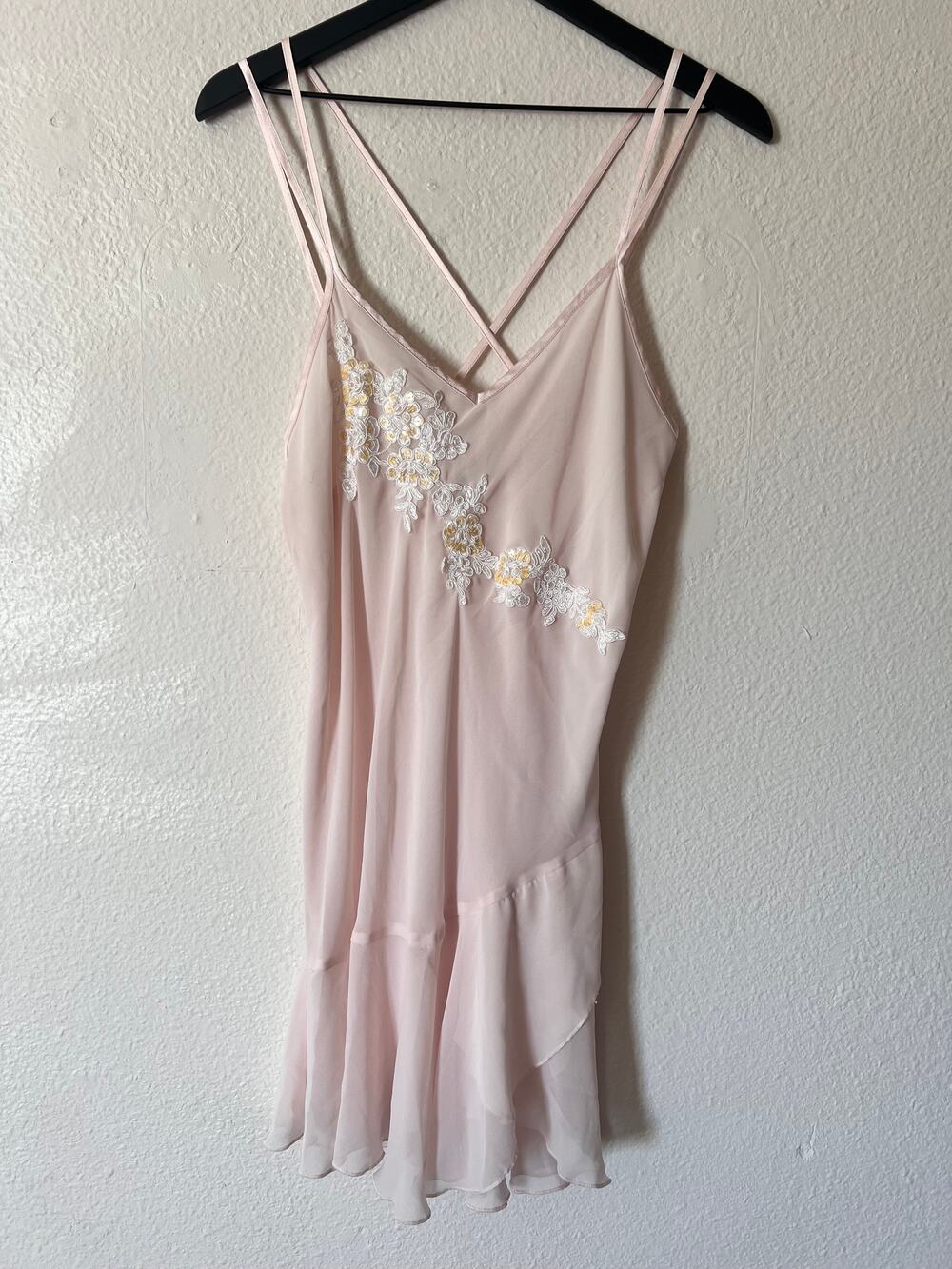 Linea Donatella Blush Pink Embroidered Nightgown Chemise Women Size Medium